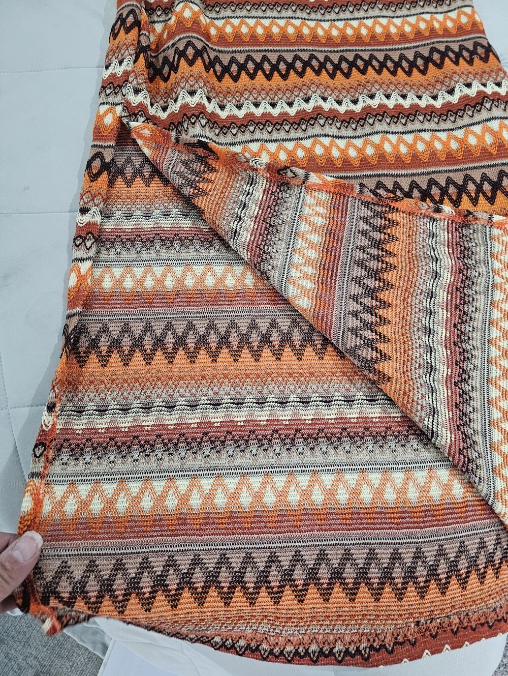 Geo Print Split Thigh Tank Maxi Dress Orange Brown Knit Size Large Pullover - Picture 7 of 11